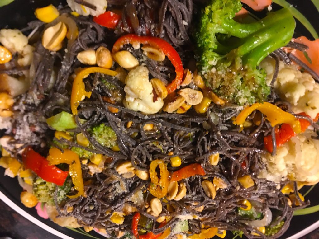 Black Soybean Pasta Vegetable Peanut Salad