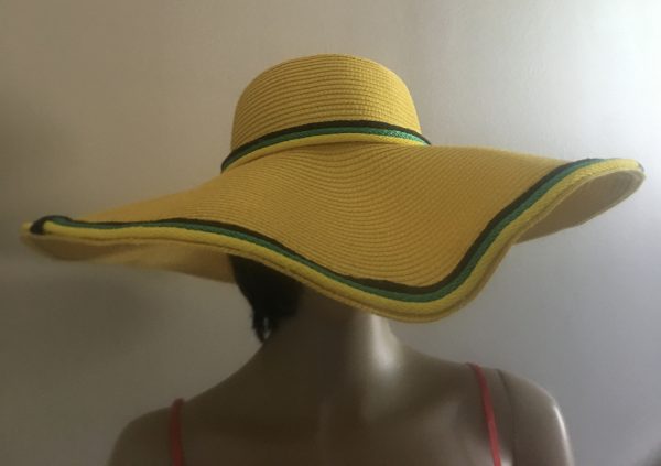 Jamaican Flag Colors Corder Border Flowers Trim Wide Rim Floppy Sun Hat