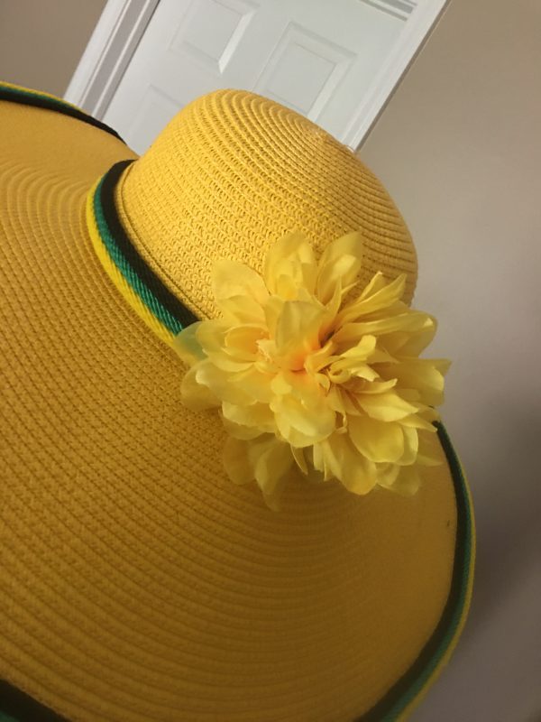 Jamaican Flag Colors Corder Border Flowers Trim Wide Rim Floppy Sun Hat