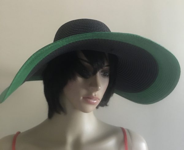 Jamaican Flag Colors Green Border Wide Rim Floppy Sun Hat