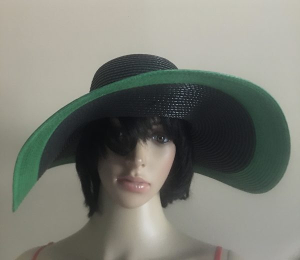 Jamaican Flag Colors Green Border Wide Rim Floppy Sun Hat