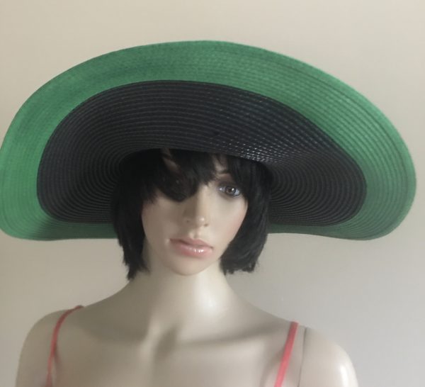 Jamaican Flag Colors Green Border Wide Rim Floppy Sun Hat