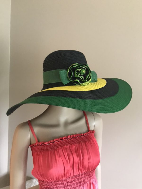 Hand Painted Jamaican Flag Colors Straw Hat