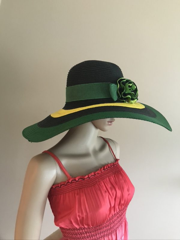 Hand Painted Jamaican Flag Colors Straw Hat