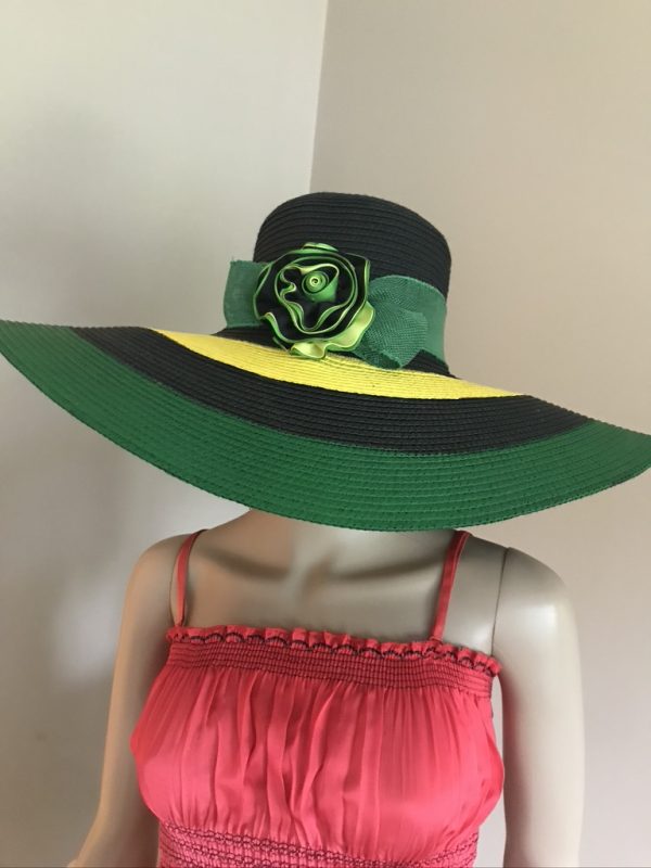 Hand Painted Jamaican Flag Colors Straw Hat