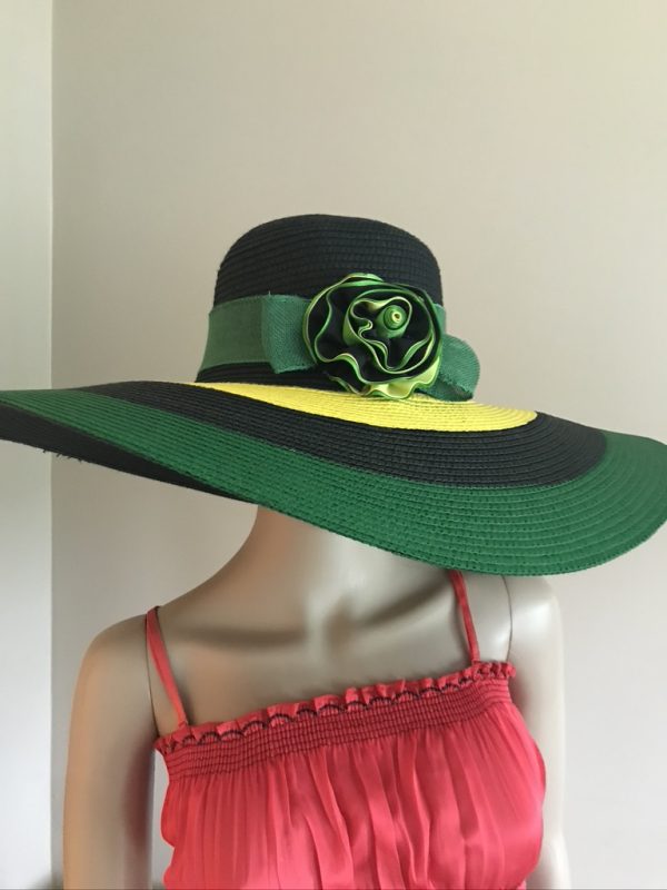 Hand Painted Jamaican Flag Colors Straw Hat