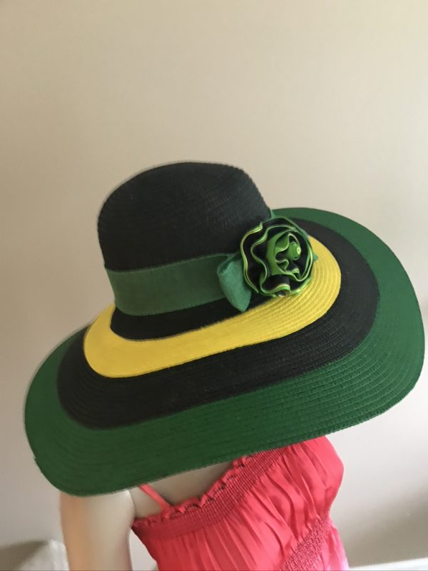 Hand Painted Jamaican Flag Colors Straw Hat