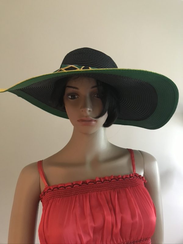 Hand Painted Jamaican Colors Wide Brim Hat