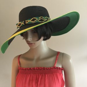 Hand Painted Jamaican Colors Wide Brim Hat