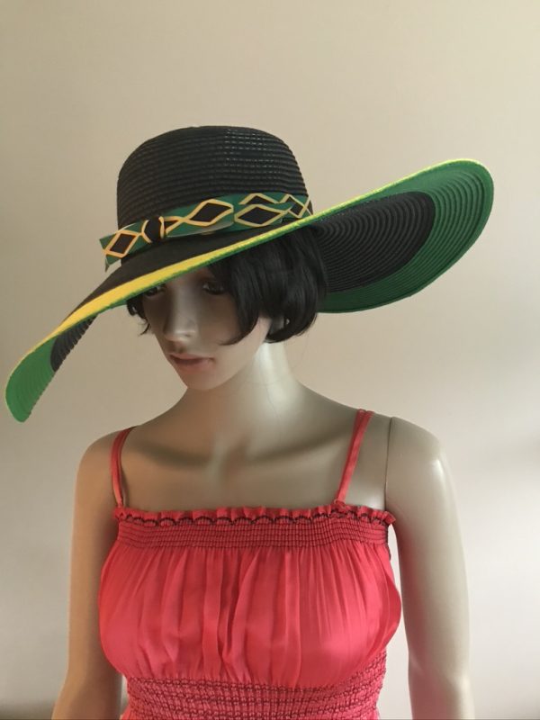 Hand Painted Jamaican Colors Wide Brim Hat