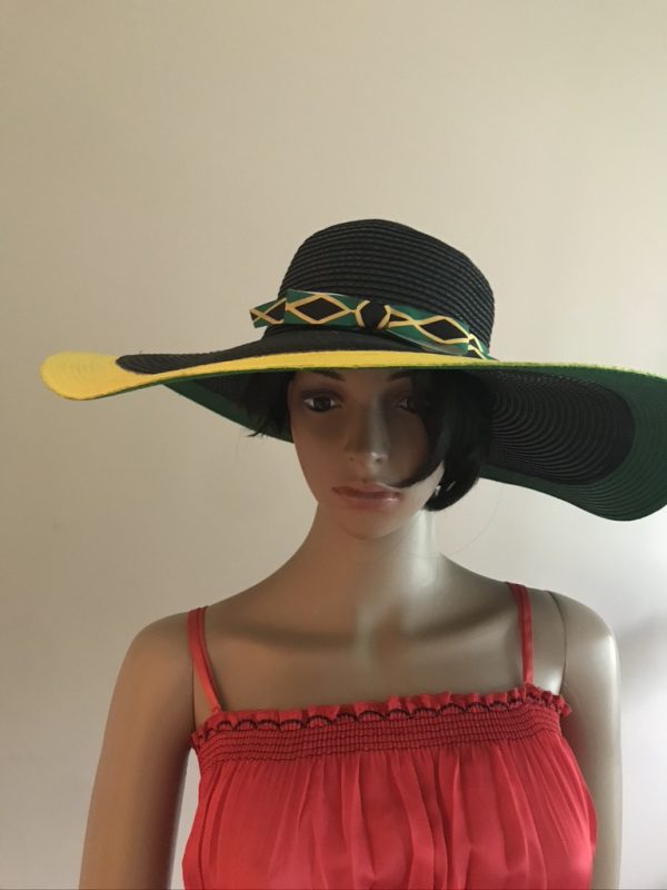 Hand Painted Jamaican Colors Wide Brim Hat