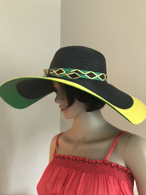 Hand Painted Jamaican Colors Wide Brim Hat