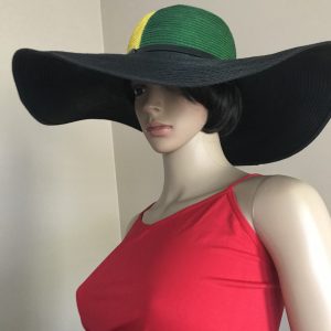 Handpainted Jamaican Flag Colors Floppy Hat