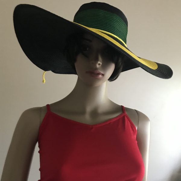 Jamaican Flag Colors Wide Brim Sun Hat